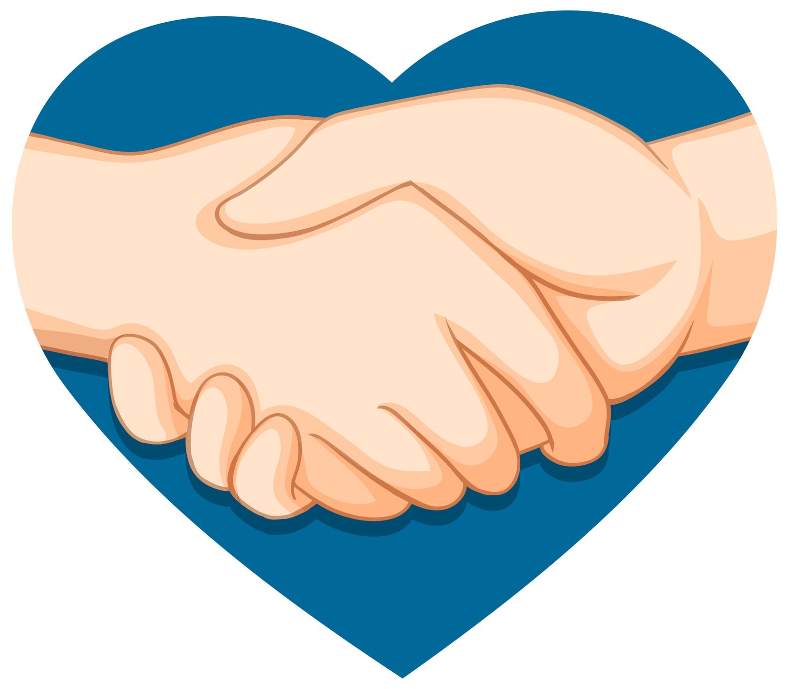 Hands shaking with a heart symbol